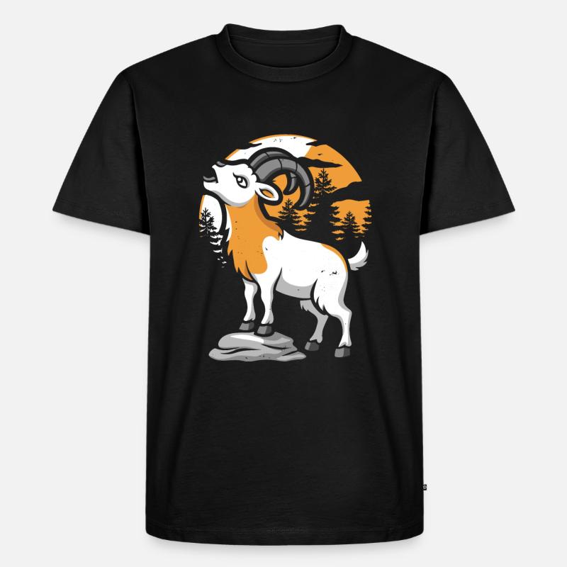 Ziege Moon Howling - Männer Premium Bio T-Shirt - Schwarz