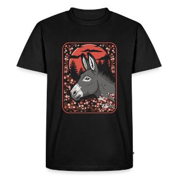 Muli Donkey Japon Cerisier Fleur Lune - T-shirt Premium bio Homme - noir - Devant - Nico (187cm)