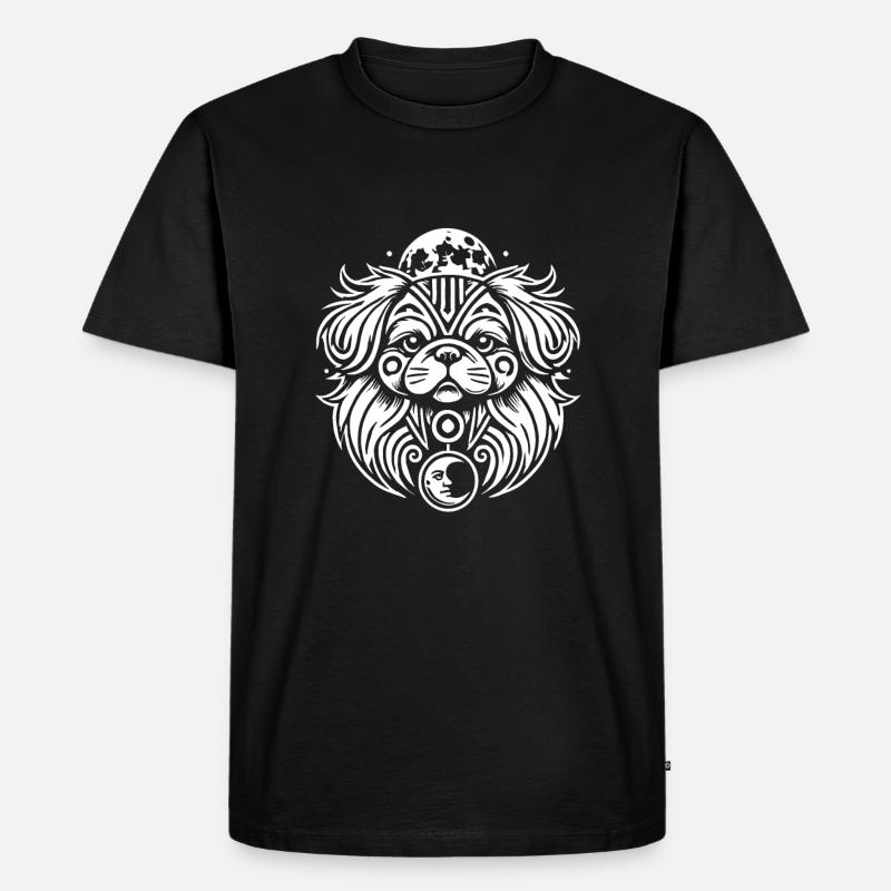 Pekingese Moon Phases - Männer Premium Bio T-Shirt - Schwarz