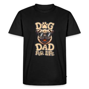 Pug Dog Father Dog Dad For Life - Men's Premium Organic T-Shirt - black - Front - Nico (187cm)