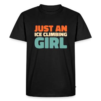 Eisklettern juste une fille d’escalade sur glace - T-shirt Premium bio Homme - noir - Devant - Nico (187cm)