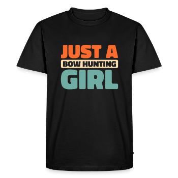 Chasse à l’arc Chasseurs à l’arc Juste une fille de chasse à l’arc - T-shirt Premium bio Homme - noir - Devant - Nico (187cm)