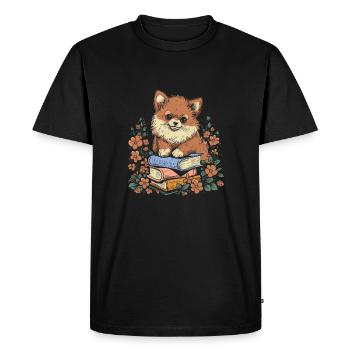 Lecteur de livre de fleurs de Poméranie Floral Cottagecore - T-shirt Premium bio Homme - noir - Devant - Nico (187cm)