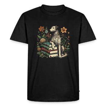 Lecteur de livre de fleurs Irish Wolfhound - T-shirt Premium bio Homme - noir - Devant - Nico (187cm)