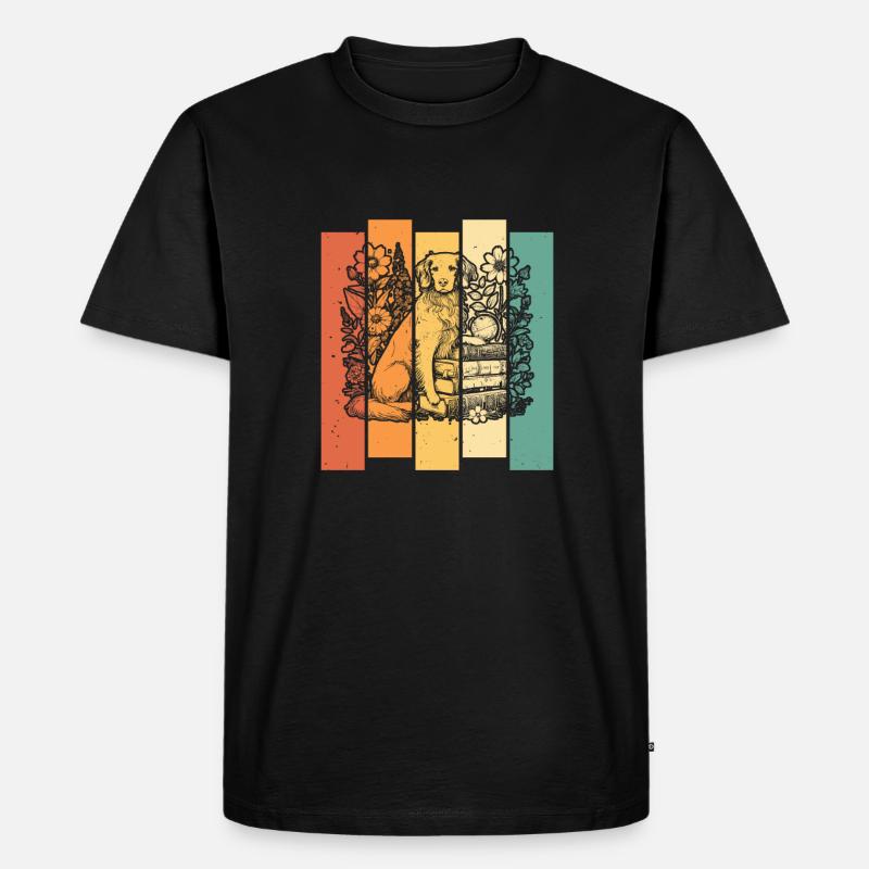 Brittany Spaniel Blumenbuchleser - Männer Premium Bio T-Shirt - Schwarz