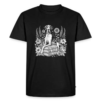 Lecteur de livre de fleurs dogue allemand - T-shirt Premium bio Homme - noir - Devant - Nico (187cm)