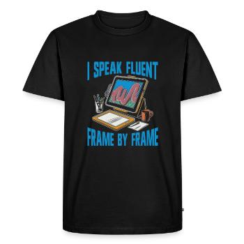 Animateur - T-shirt Premium bio Homme - noir - Devant - Nico (187cm)