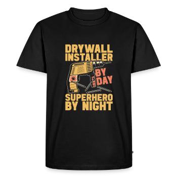 Installateur de cloisons sèches - T-shirt Premium bio Homme - noir - Devant - Nico (187cm)