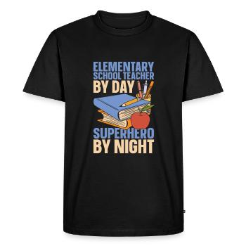 Professeur d’école primaire - T-shirt Premium bio Homme - noir - Devant - Nico (187cm)