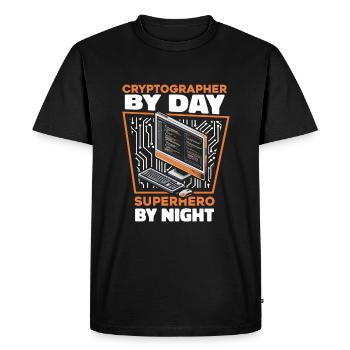 Cryptographer - Men's Premium Organic T-Shirt - black - Front - Nico (187cm)