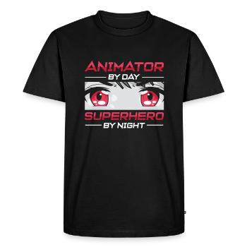Animateur - T-shirt Premium bio Homme - noir - Devant - Nico (187cm)