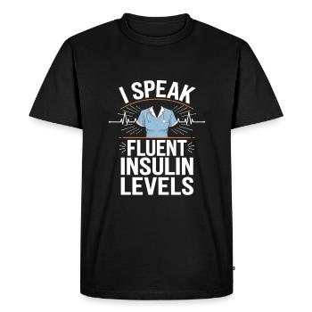 Infirmière en diabète - T-shirt Premium bio Homme - noir - Devant - Nico (187cm)