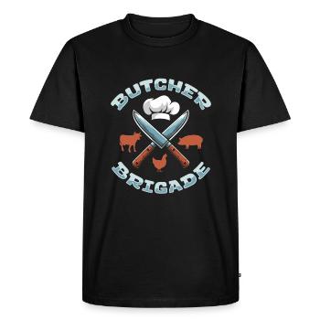 Boucherie Boucherie Boucherie Équipe Boucher - T-shirt Premium bio Homme - noir - Devant - Nico (187cm)