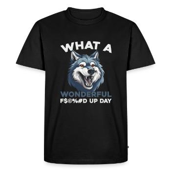 Journée du loup foutu en l’air - T-shirt Premium bio Homme - noir - Devant - Nico (187cm)