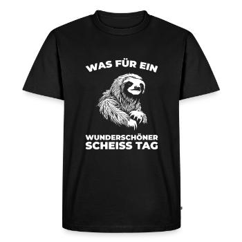 Paresse, s’il te plaît, ferme ta gueule - T-shirt Premium bio Homme - noir - Devant - Nico (187cm)