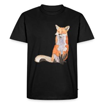 Fox sitting satisfait Renard intelligent - T-shirt Premium bio Homme - noir - Devant - Nico (187cm)
