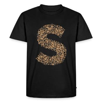 Letter S steampunk design made up of cogs and wash - Men's Premium Organic T-Shirt - black - Front - Nico (187cm)