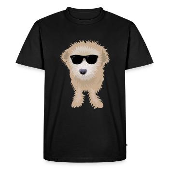 Cockapoo wearing sunglasses - Men's Premium Organic T-Shirt - black - Front - Nico (187cm)