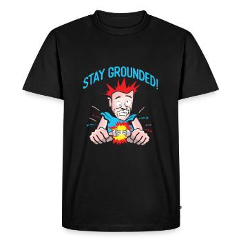 Mens Electrician T-Shirt - Stay Grounded - Men's Premium Organic T-Shirt - black - Front - Nico (187cm)