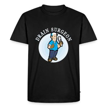 Drain Surgeon - plumbing shirt - Men's Premium Organic T-Shirt - black - Front - Nico (187cm)