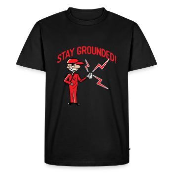 Mens Electrician T-Shirt - Stay Grounded - Men's Premium Organic T-Shirt - black - Front - Nico (187cm)