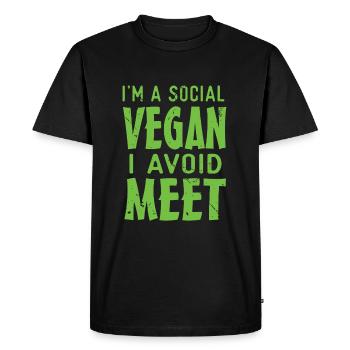 Je suis un végétalien social que j’évite de rencontrer - T-shirt Premium bio Homme - noir - Devant - Nico (187cm)