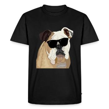 British Bulldog wearing sunglasses - Men's Premium Organic T-Shirt - black - Front - Nico (187cm)