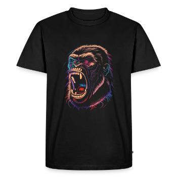 Gorille coloré en colère - T-shirt Premium bio Homme - noir - Devant - Nico (187cm)