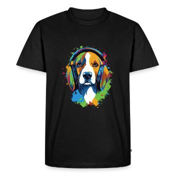 Beagle wearing headphones colorful illustration - Men's Premium Organic T-Shirt - black - Front - Nico (187cm)