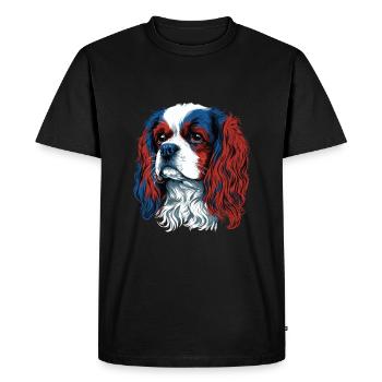 Un portrait de chien Cavalier King Charles Spaniel - T-shirt Premium bio Homme - noir - Devant - Nico (187cm)