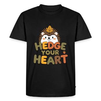 Autumnal hedgehog with a play on words - Men's Premium Organic T-Shirt - black - Front - Nico (187cm)