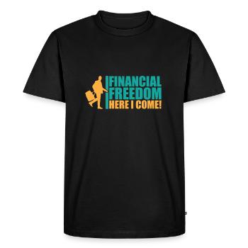 Liberté financière - T-shirt Premium bio Homme - noir - Devant - Nico (187cm)