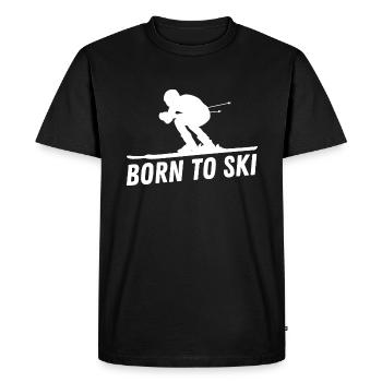 Né pour skier Piste de ski Apres Ski - T-shirt Premium bio Homme - noir - Devant - Nico (187cm)