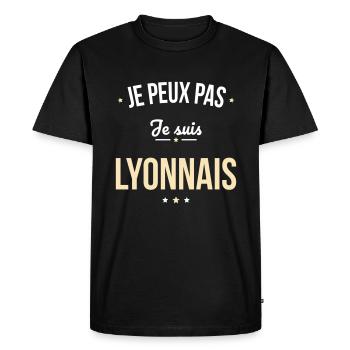 Je peux pas je suis Lyonnais - T-shirt Premium bio Homme - noir - Devant - Nico (187cm)