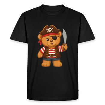 Teddy Bear Pirate - Men's Premium Organic T-Shirt - black - Front - Nico (187cm)