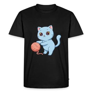 Animal Cartoon Kid Cat - Men's Premium Organic T-Shirt - black - Front - Nico (187cm)