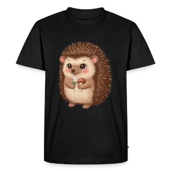 Animal Cartoon Hedgehog - Men's Premium Organic T-Shirt - black - Front - Nico (187cm)