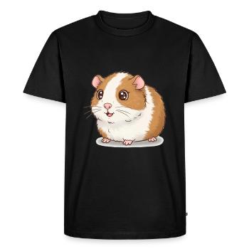 Dessin animé animalier cochon d’Inde - T-shirt Premium bio Homme - noir - Devant - Nico (187cm)
