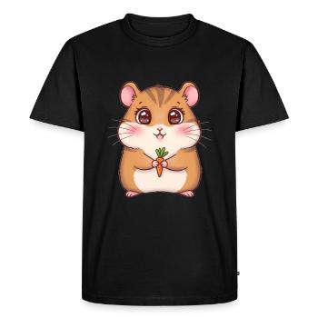 Tier Cartoon Hamster - Männer Premium Bio T-Shirt - Schwarz - Vorne - Nico (187cm)