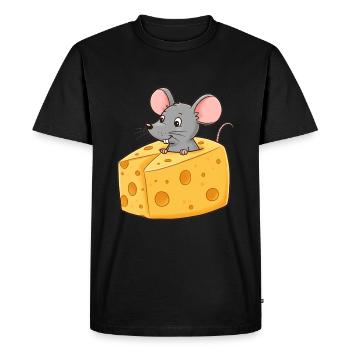 Souris de dessin animé animal avec du fromage - T-shirt Premium bio Homme - noir - Devant - Nico (187cm)