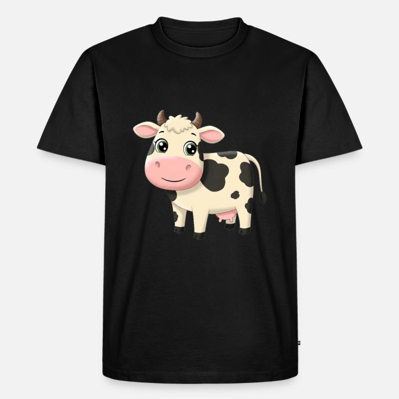 Tier Cartoon Kuh - Männer Premium Bio T-Shirt - Schwarz