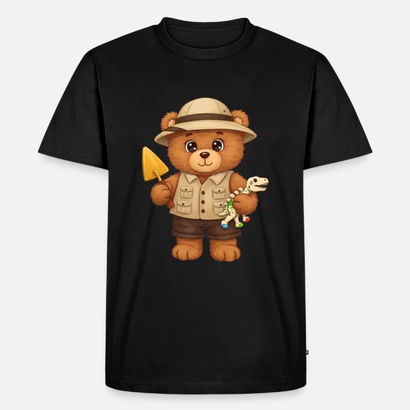Teddybär Archäologe - Männer Premium Bio T-Shirt - Schwarz