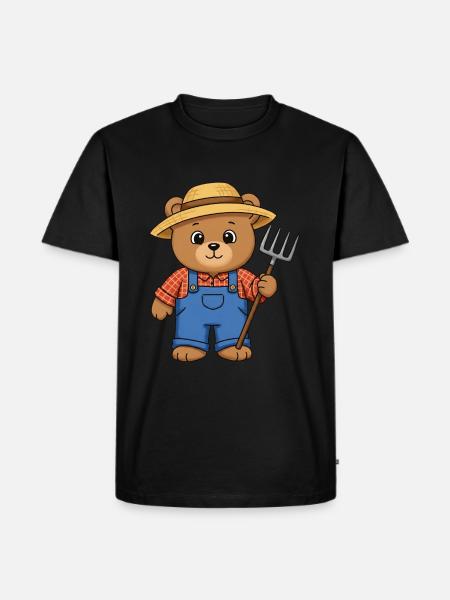 Teddy Bear Farmer - Men's Premium Organic T-Shirt - black