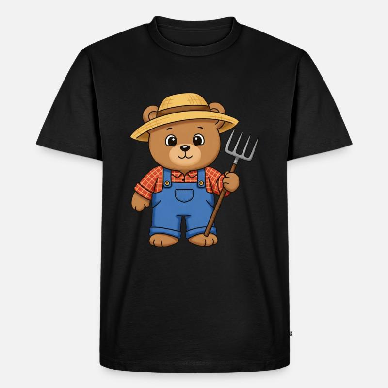Teddybär Farmer - Männer Premium Bio T-Shirt - Schwarz