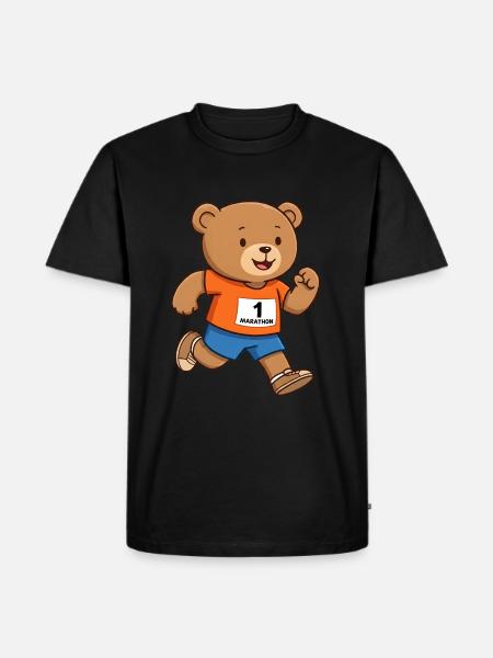 Teddybär Marathonläufer - Männer Premium Bio T-Shirt - Schwarz