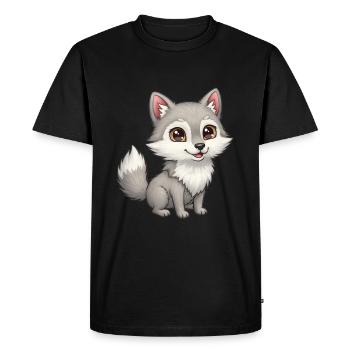Dessin animé animalier loup - T-shirt Premium bio Homme - noir - Devant - Nico (187cm)