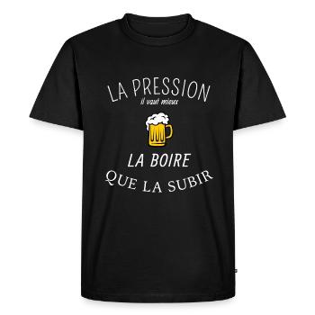 Pression bière humour - T-shirt Premium bio Homme - noir - Devant - Nico (187cm)