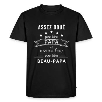 Papa beau-papa humour - T-shirt Premium bio Homme - noir - Devant - Nico (187cm)
