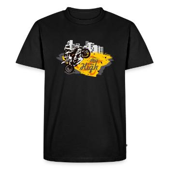 Stunt ride, whellie time - Men's Premium Organic T-Shirt - black - Front - Nico (187cm)