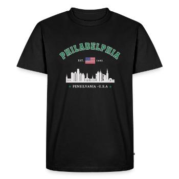 Philadelphie Est 1682 - T-shirt Premium bio Homme - noir - Devant - Nico (187cm)
